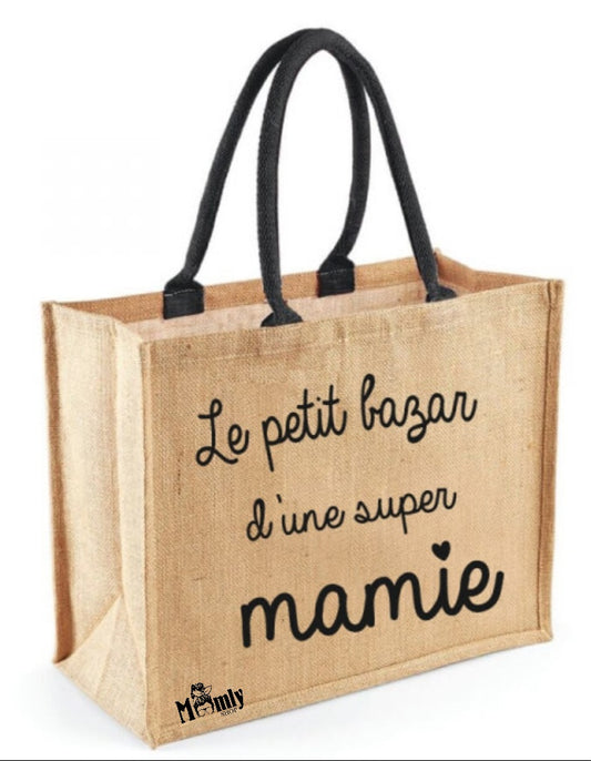 Sac toile de jute "Le petit bazar"